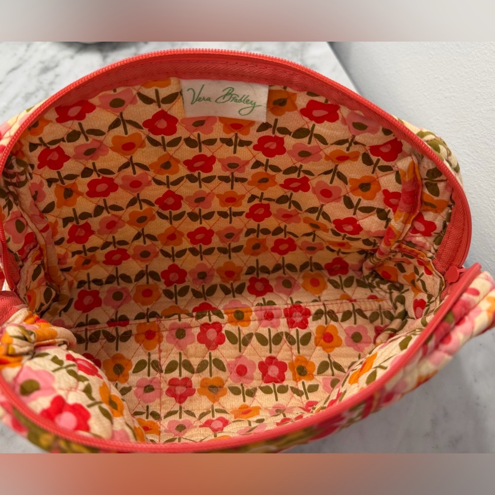 Vera Bradley Folkloric Floral Pink & Orange Cosmetic Bag - Picture 4 of 5